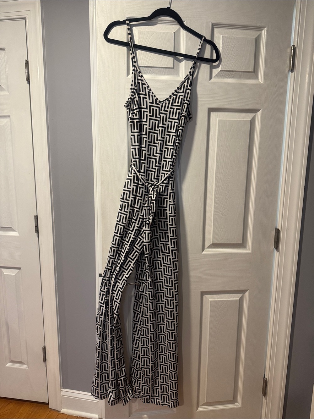 Love Squared Black and White Geometric Maxi Jumpsuit